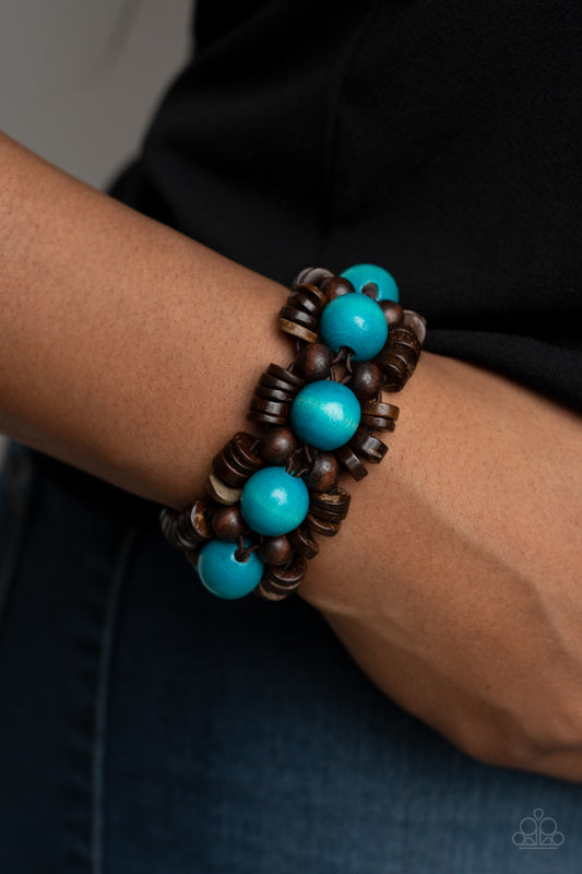 Tropical Temptations - Blue/Brown wood bracelet