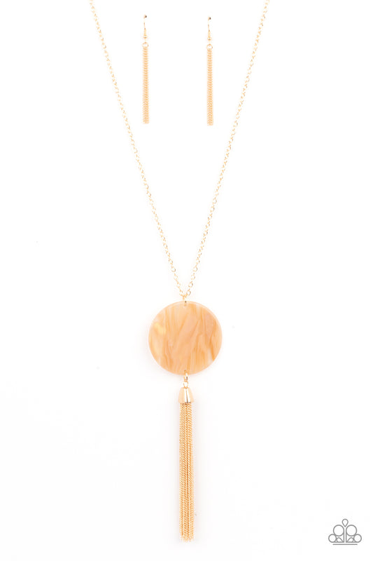 Up FAUX Grabs - Orange/Gold acrylic necklace