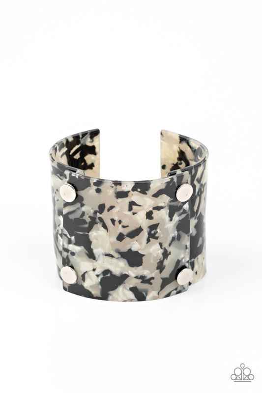 What are you waiting FAUX? - Silver/Black cuff bracelet