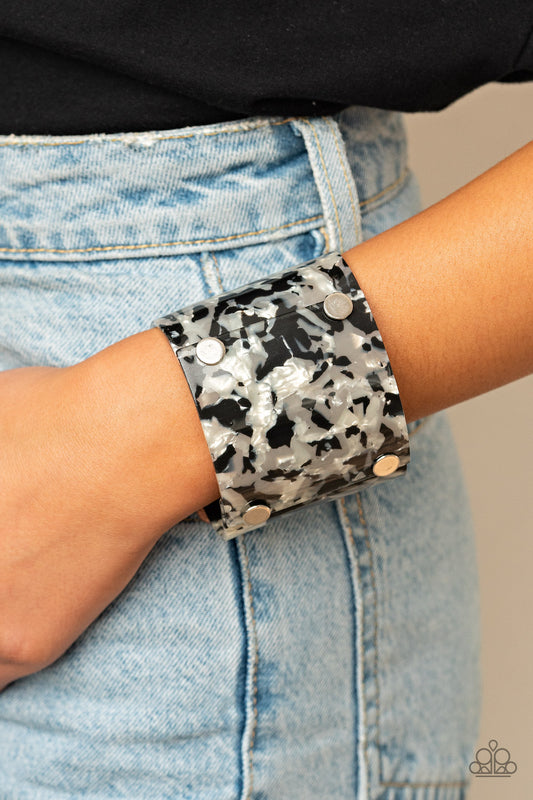 What are you waiting FAUX? - Silver/Black cuff bracelet
