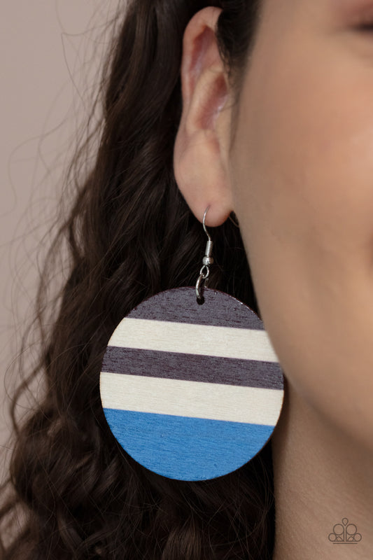 Yacht Party - Blue wood earrings