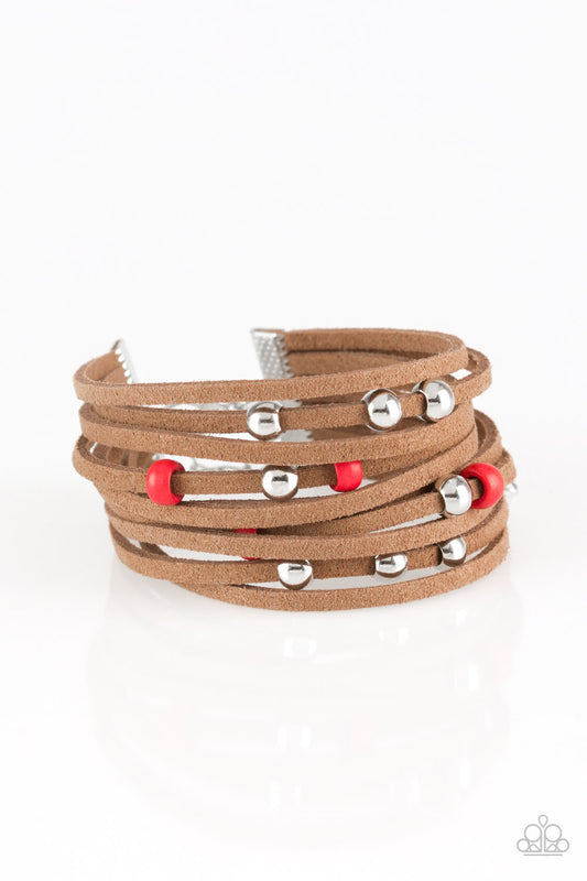Colorfully Coachella - Red/Brown wrap bracelet