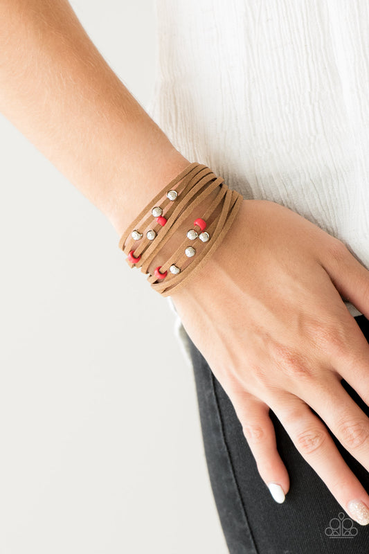 Colorfully Coachella - Red/Brown wrap bracelet