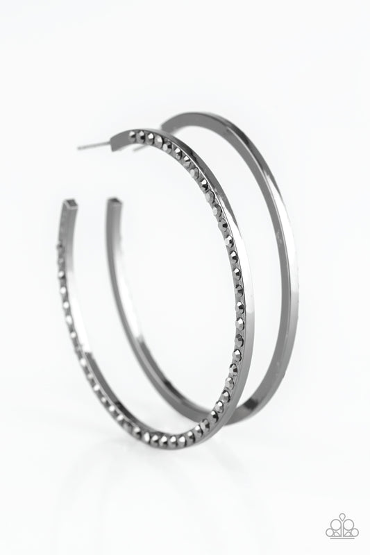 Dangerously Dynamic - Black/Gunmetal hoop earrings