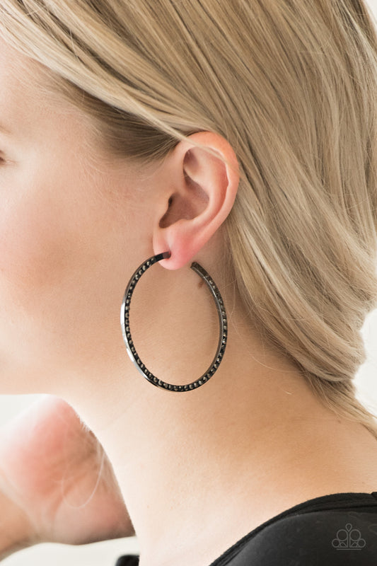 Dangerously Dynamic - Black/Gunmetal hoop earrings