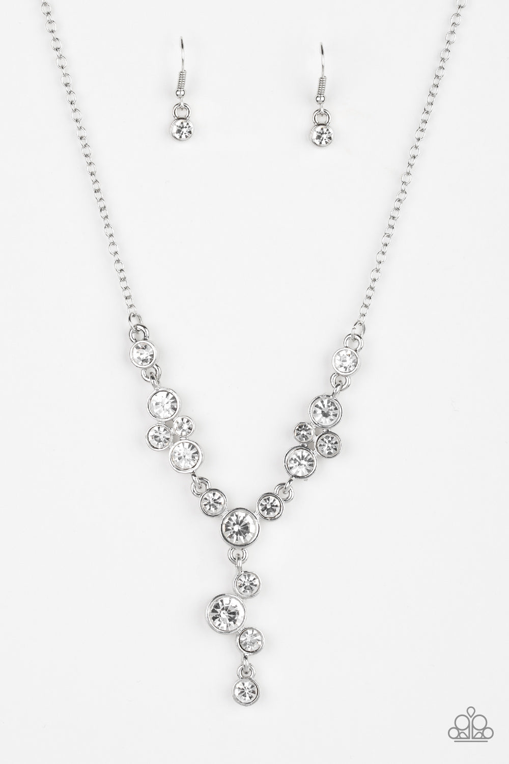 Five-Star Starlet - White rhinestones necklace