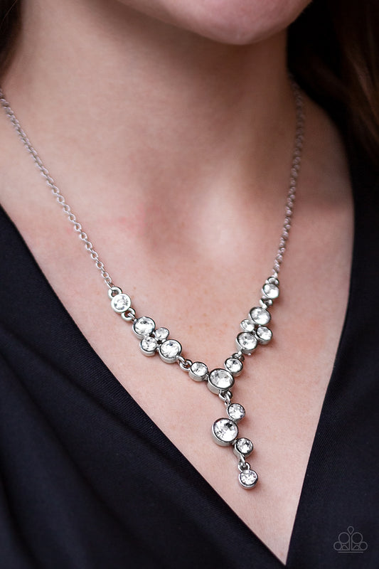 Five-Star Starlet - White rhinestones necklace