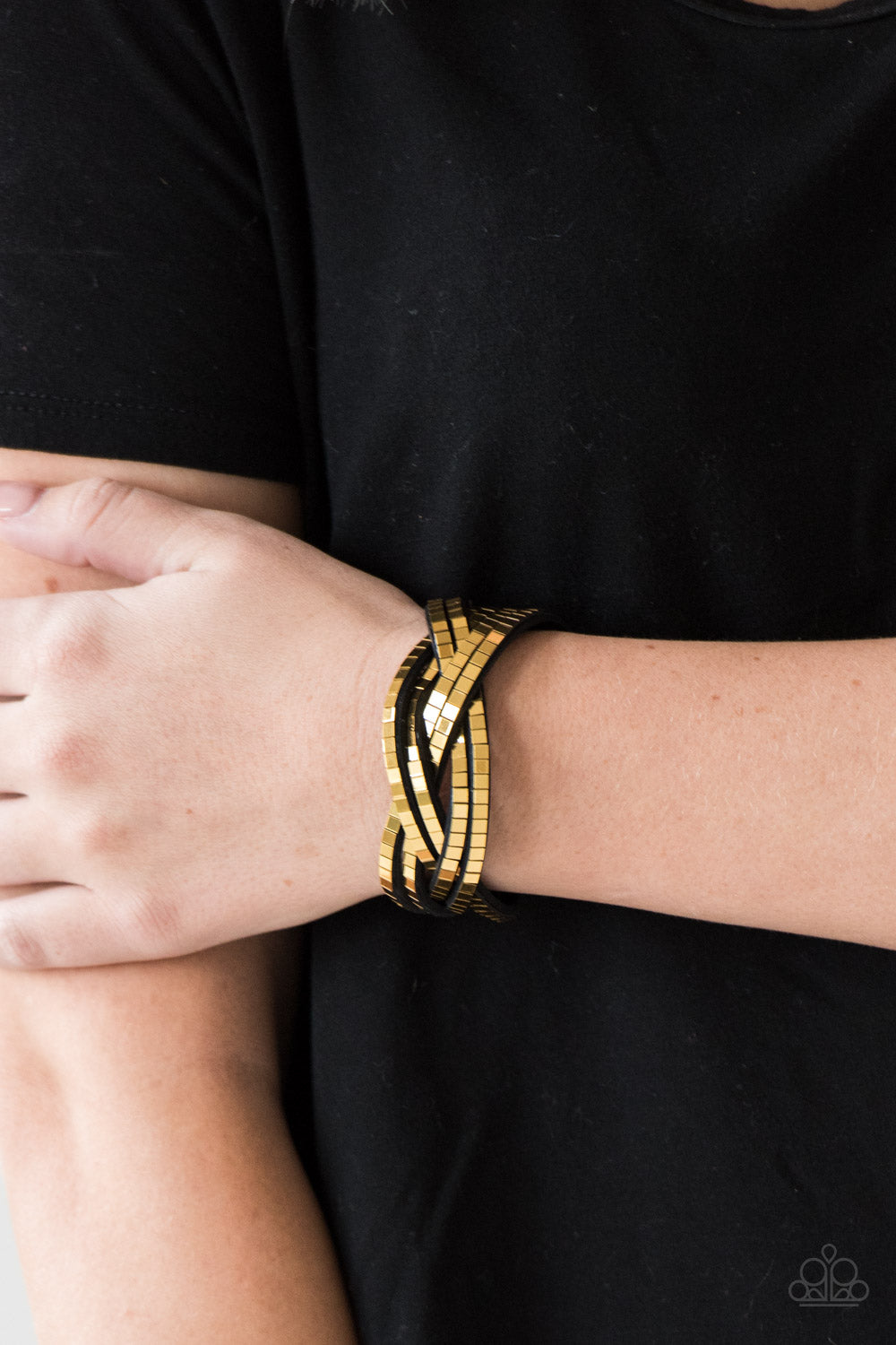 Looking For Trouble - Gold/Black wrap bracelet