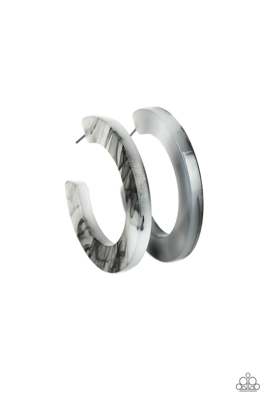 Oceanside Oasis - Black/White Acrylic Earrings