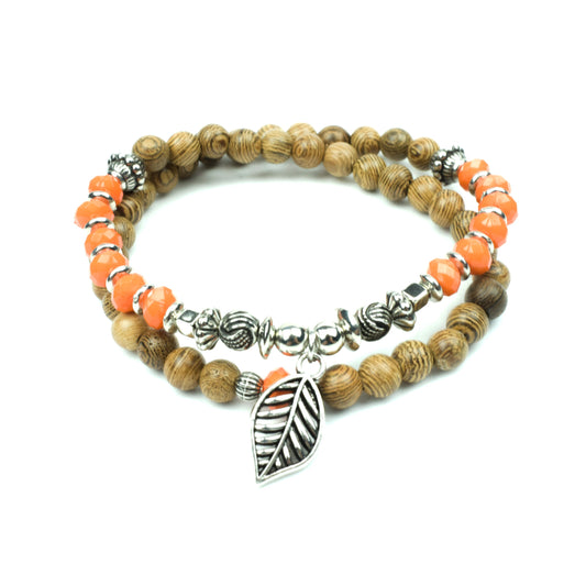 Wonderfully Woodland - Orange/Brown wood bracelet