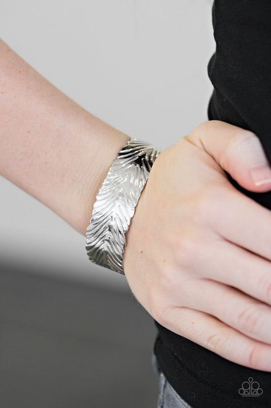 Ruffle Feathers - Silver cuff bracelet