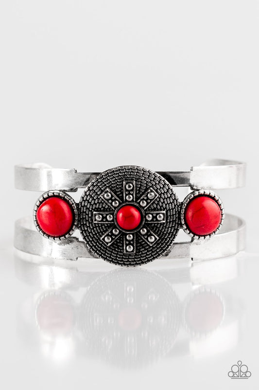 Here Comes The SUNDIAL - Red cuff bracelet