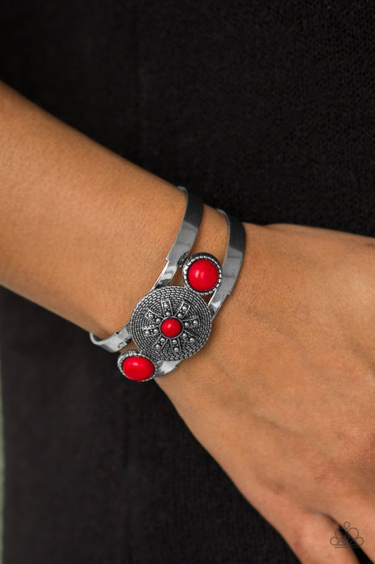 Here Comes The SUNDIAL - Red cuff bracelet