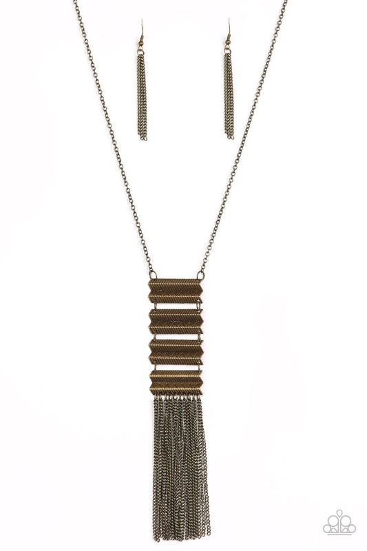 Watch Your Step - Brass Necklace