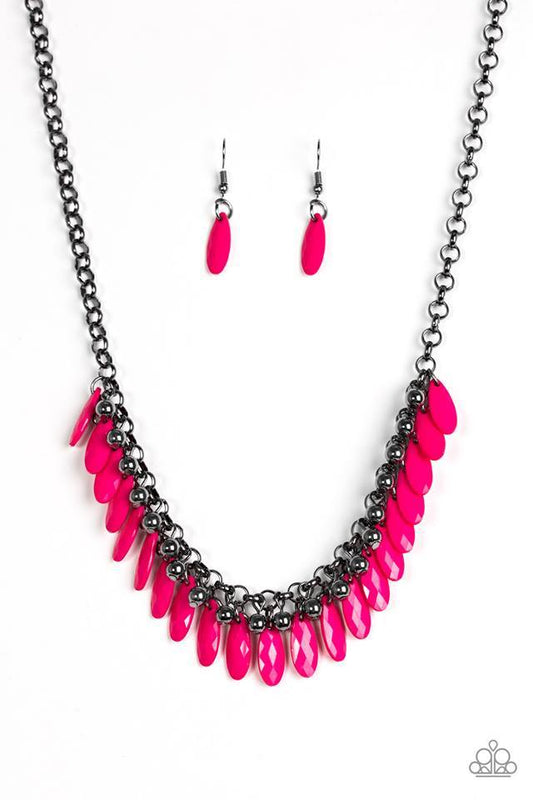 Jersey Shore - Pink/Gunmetal necklace