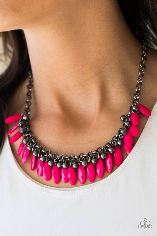 Jersey Shore - Pink/Gunmetal necklace