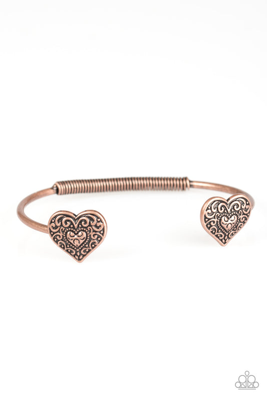 Tenderhearted - Copper heart cuff bracelet