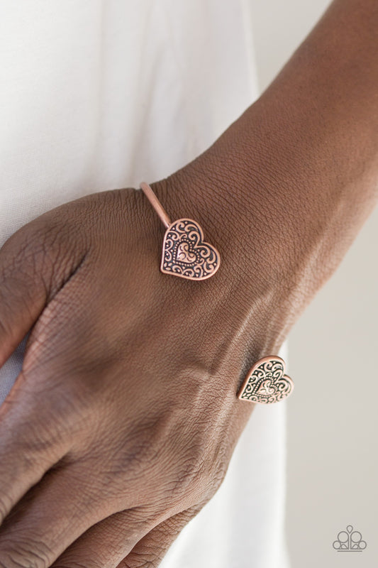 Tenderhearted - Copper heart cuff bracelet