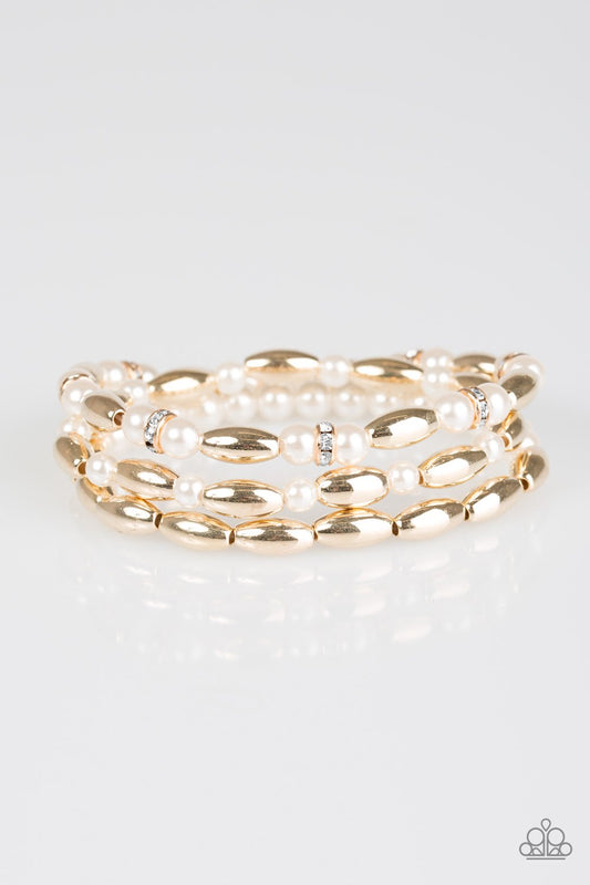 Chic Contender - Gold/White Bracelet