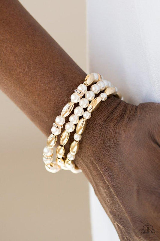 Chic Contender - Gold/White Bracelet
