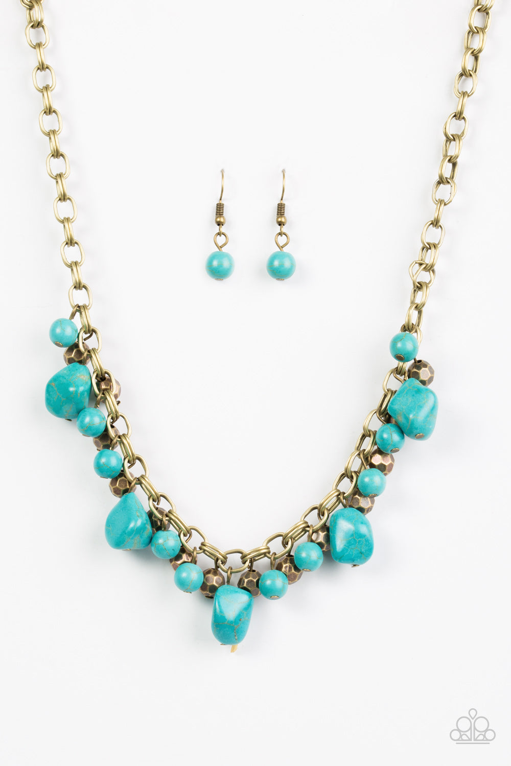 Paleo Princess - Blue/Brass necklace w/ matching bracelet