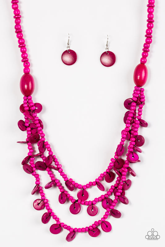 Safari Samba - Pink wood necklace