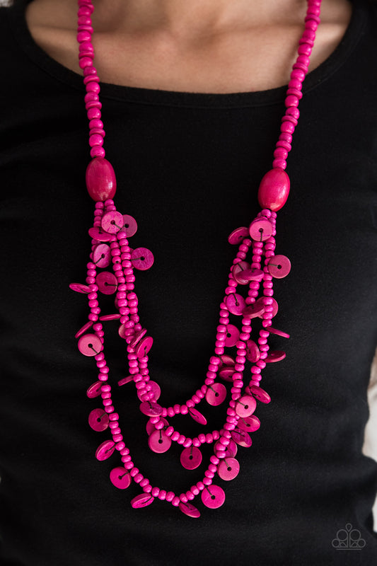 Safari Samba - Pink wood necklace