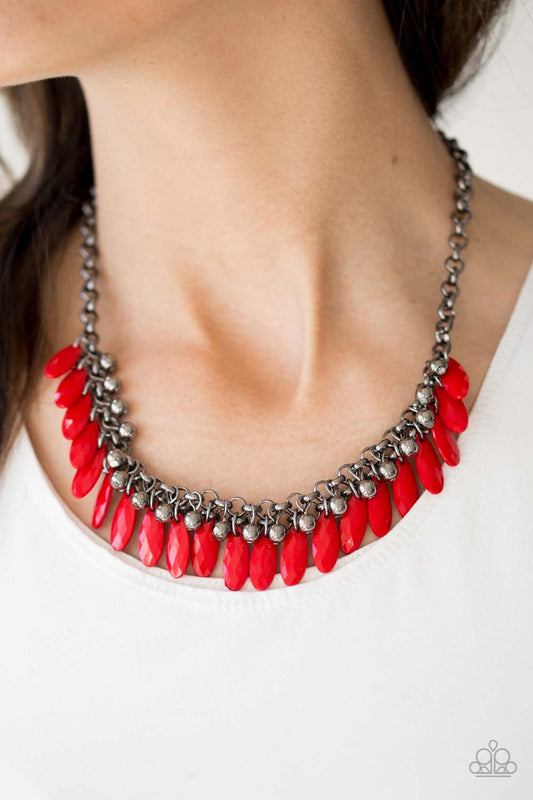JERSEY SHORE - RED/GUNMETAL NECKLACE