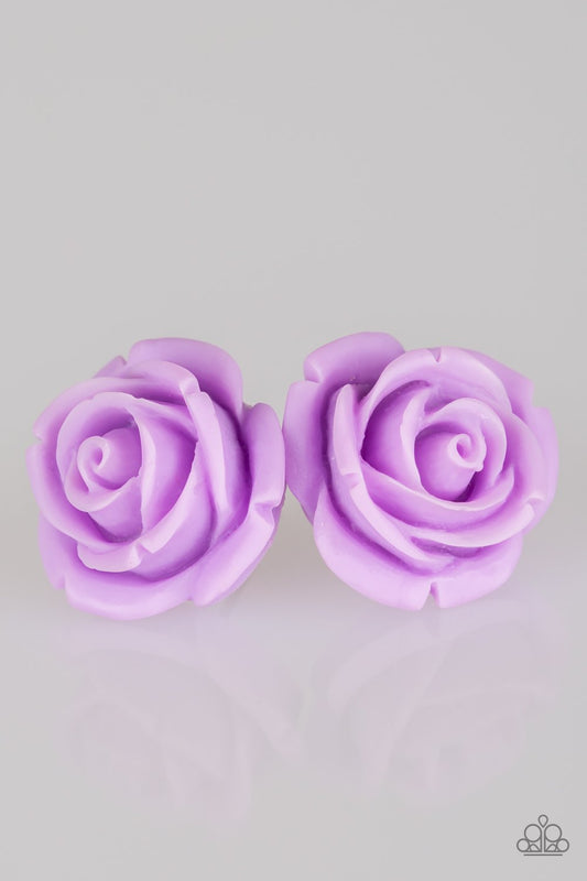 Rose Roulette - Purple Post Earrings
