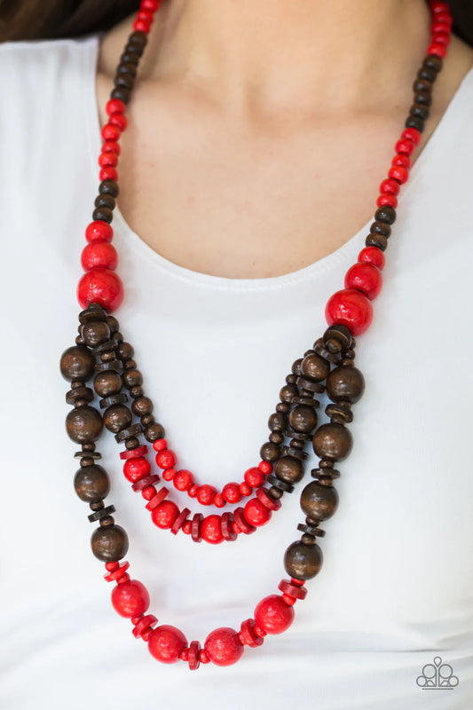 Rio Rainbows - Red Wood Necklace