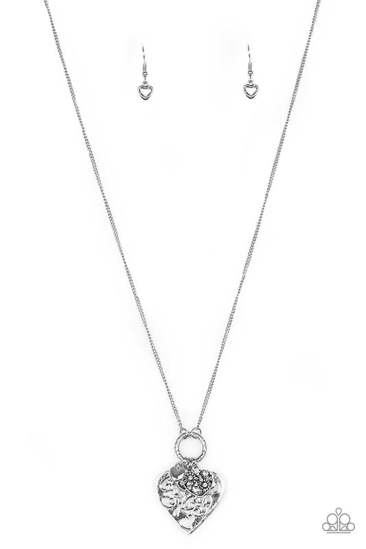 Bountiful Hearts - White rhinestone necklace