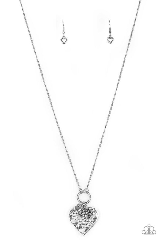 Bountiful Hearts - White rhinestone necklace
