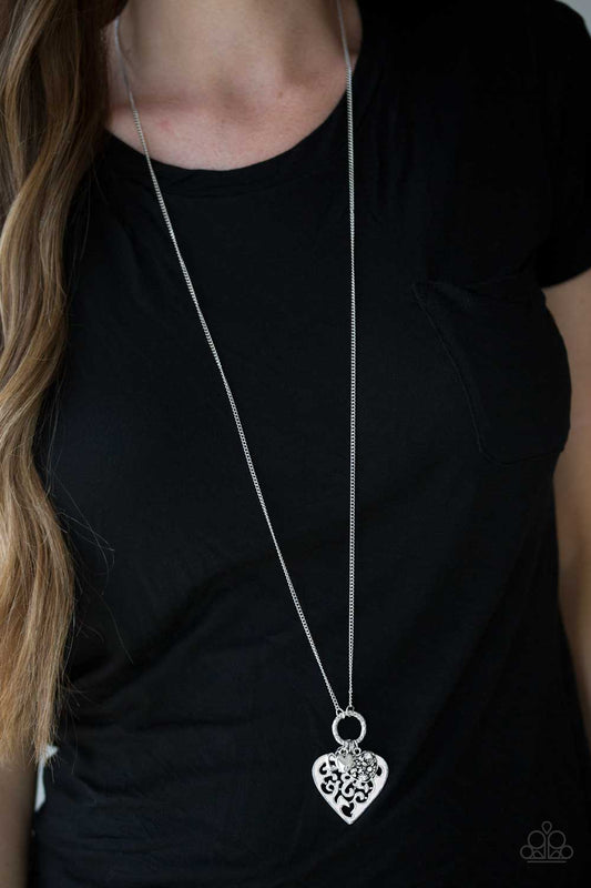 Bountiful Hearts - White rhinestone necklace