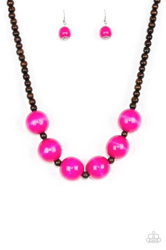 Oh My Miami - Pink Wood Necklace