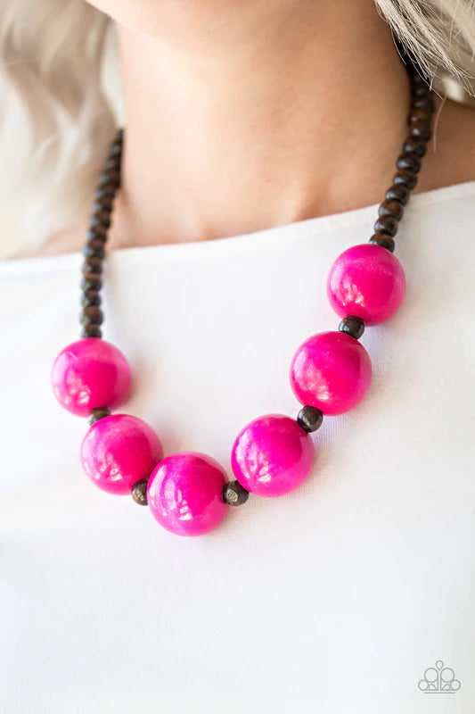 Oh My Miami - Pink Wood Necklace