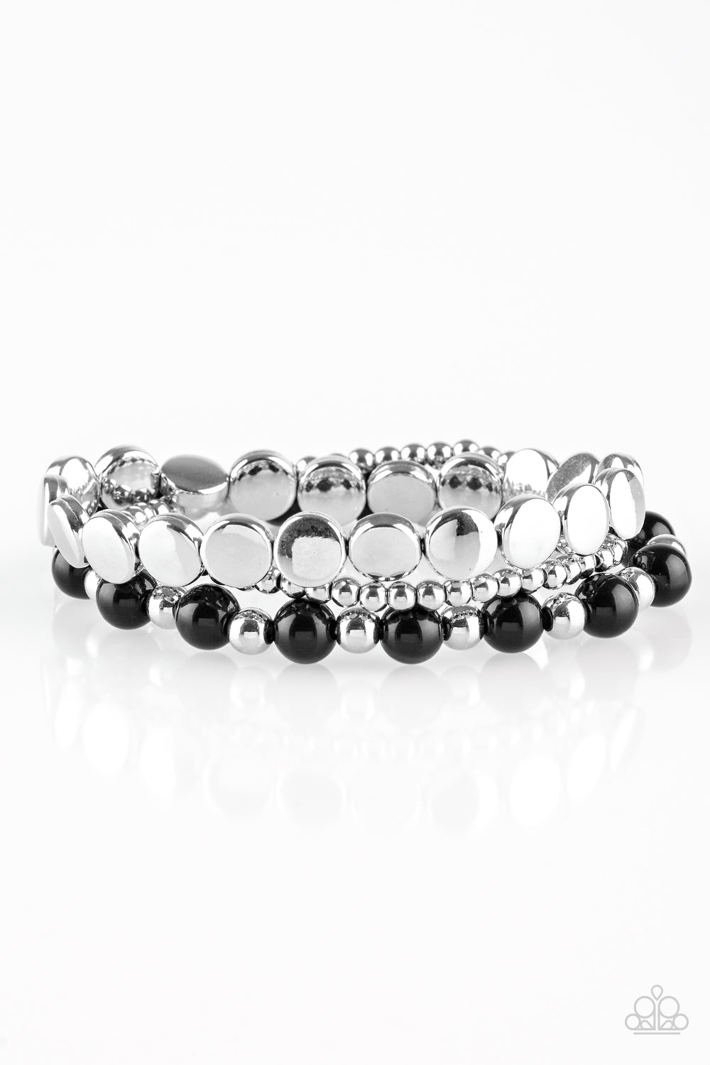 Girly Girl Glamour - Black / Silver Bead bracelet