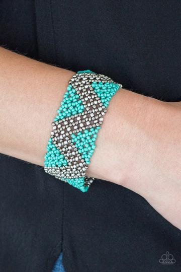 Desert Loom - Blue seed bead bracelet