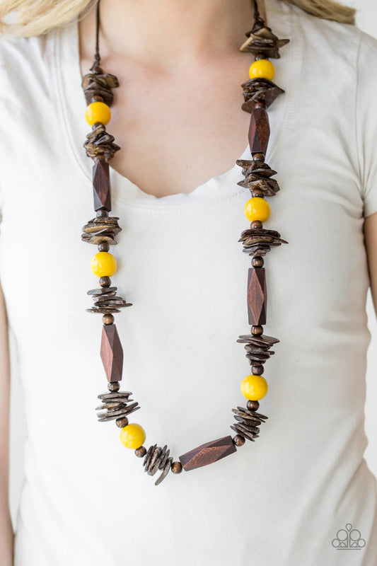Cozumel Coast - Yellow Wood Necklace