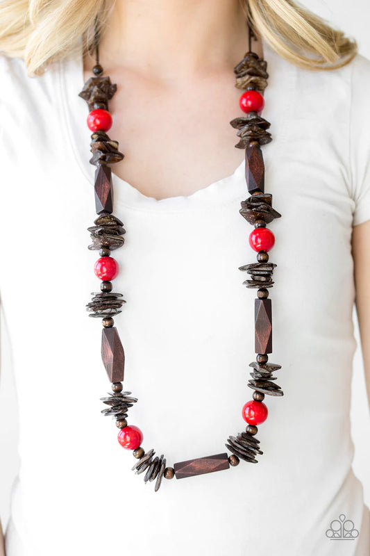 Cozumel Coast - Red Wood Necklace