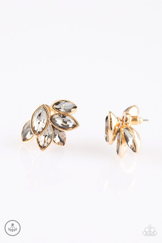 Fanciest Of Them All - Gold double-sided post earrings