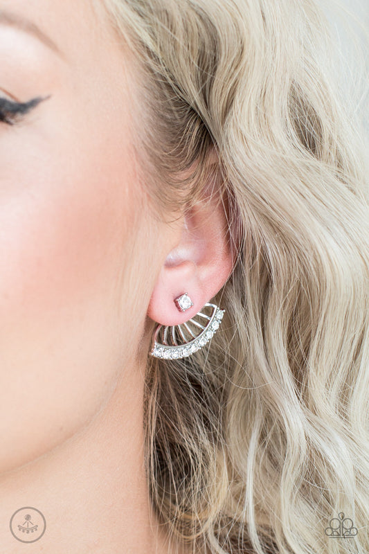 Disco Drama - White double-sided post earrings
