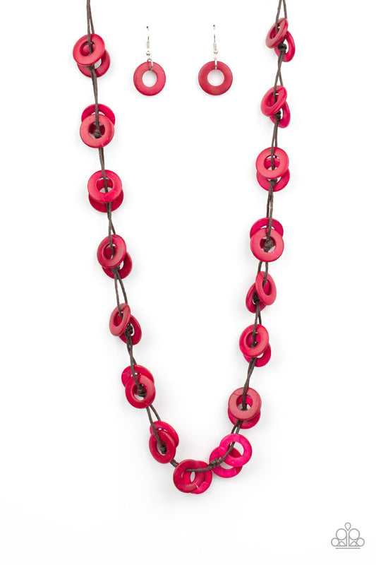 Waikiki Winds - Pink wood necklace