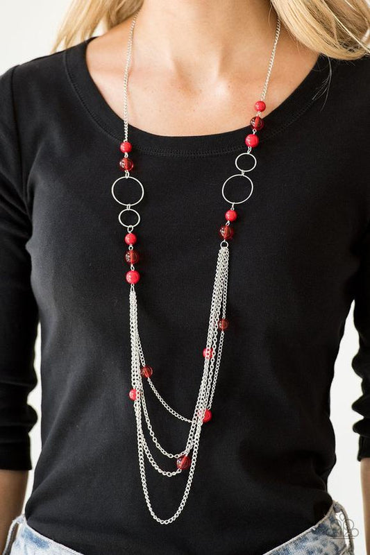 Bubbly Bright - Red Necklace