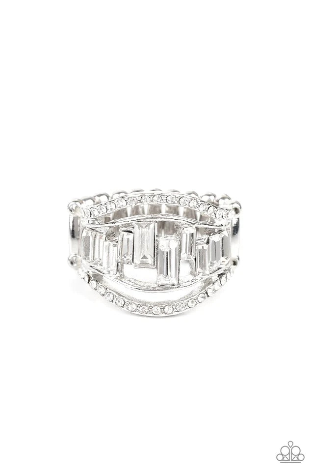 Treasure Chest Charm - White Rhinestone Ring