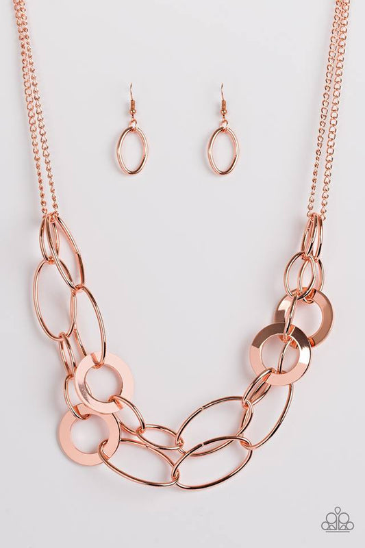 Paparazzi Necklace/Earring Set "Metallic Maverick - Copper"