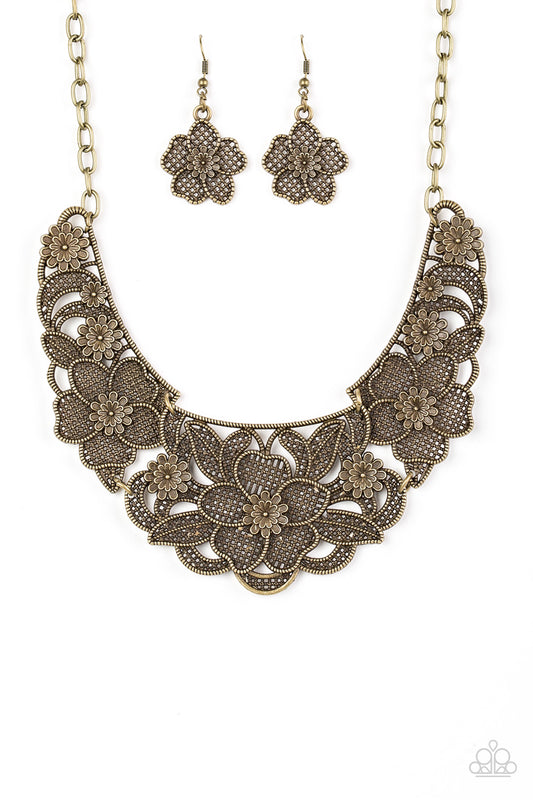 Petunia Paradise - brass necklace