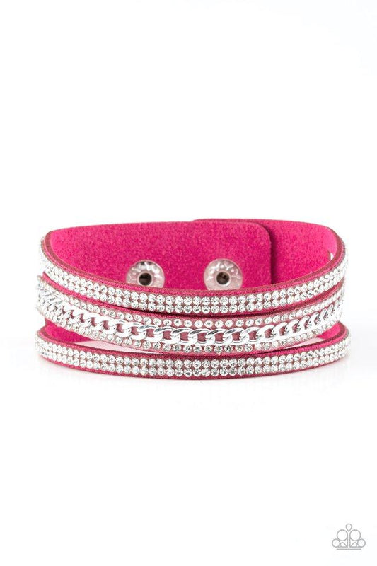 ROLLIN' IN RHINESTONES - PINK wrap bracelet