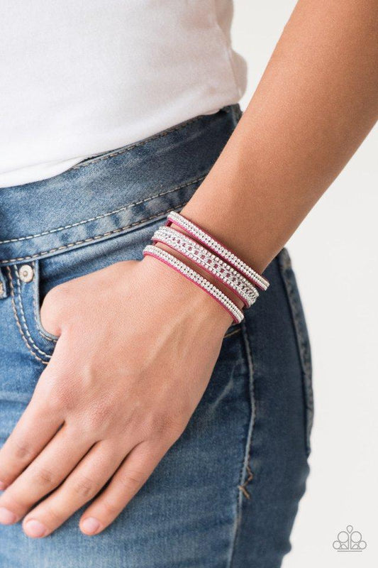 ROLLIN' IN RHINESTONES - PINK wrap bracelet