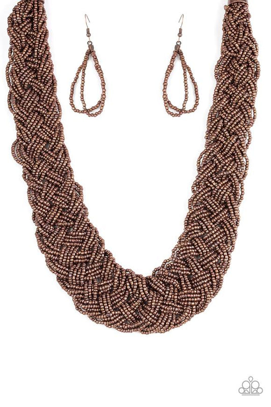 Mesmerizingly Mesopotamia - Copper seed bead necklace