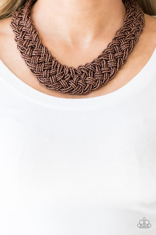Mesmerizingly Mesopotamia - Copper seed bead necklace